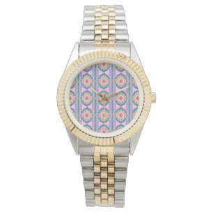 Lebendiges Kaleidoskop Blühen: Rosa & Smaragd Mand Armbanduhr