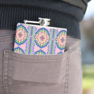 Lebendiges Kaleidoskop Blühen: Rosa & Smaragd Mand Flachmann