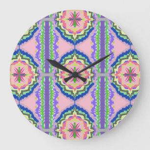 Lebendiges Kaleidoskop Blühen: Rosa & Smaragd Mand Große Wanduhr