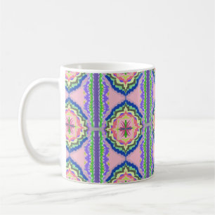 Lebendiges Kaleidoskop Blühen: Rosa & Smaragd Mand Kaffeetasse