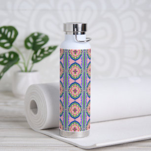Lebendiges Kaleidoskop Blühen: Rosa & Smaragd Mand Trinkflasche