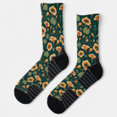 Lebendiges Kapuzinerkresse-Blumenmuster Socken (Links)