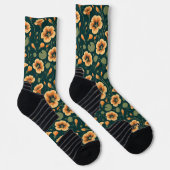 Lebendiges Kapuzinerkresse-Blumenmuster Socken (Rechts)