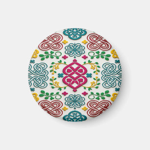 Lebendiges keltisches Herz- und Knoten-Blumen-Symp Magnet