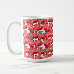 Lebendiges Korallen-Blumenmuster   Kräftige rote B Kaffeetasse