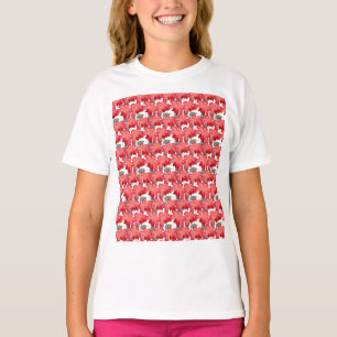 Lebendiges Korallen-Blumenmuster Kräftige rote B T-Shirt