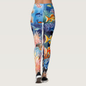 Lebendiges Korallenriff-Aquarell Leggings (Rückseite)