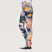 Lebendiges Korallenriff-Aquarell Leggings (Links)