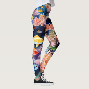 Lebendiges Korallenriff-Aquarell Leggings