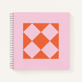 Lebendiges Korallenrot und Pastellrosa geometrisch Notizblock