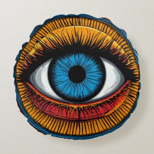 Lebendiges, künstlerisches Böse-Auge-Design Rundes Kissen