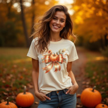 Lebendiges Kürbis-Schleifen Thanksgiving T-Shirt