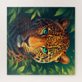 Lebendiges Leopard-Porträt mit Smaragdaugen Puzzle (Horizontal)