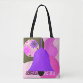 Lebendiges lila Blumenmuster Tasche (Vorderseite)