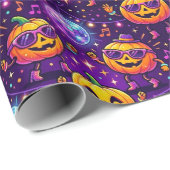 Lebendiges lila kosmische Kürbismuster Geschenkpapier (Rolleneckpunkt)