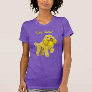 Lebendiges Lila Pudel Kunst Bleib Süß T-Shirt
