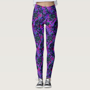 Lebendiges Lila Rosa Blau Paisley  Leggings
