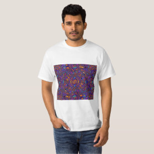Lebendiges Lila- und Blau-Abstraktwellenmuster T-Shirt