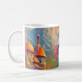 Lebendiges Magisches Einhorn-Porträt Fantasy Regen Kaffeetasse (Links)