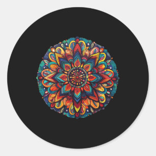 Lebendiges Mandala für Yoga-Meditation Runder Aufkleber