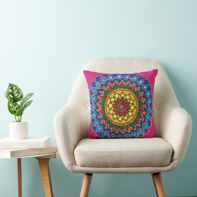 Lebendiges Mandala Kissen (Stuhl )