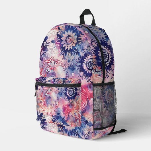 Lebendiges Mandala-Rucksackmuster Bedruckter Rucksack (Rückseitige Ecke Rechts)