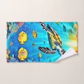 Lebendiges Meeresschildkröten-Riff-Kunstwerk Badhandtuch Set (Handtuch)