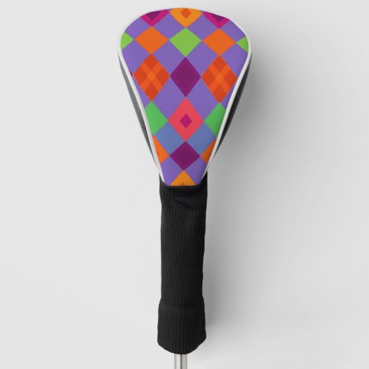 Lebendiges Mehrfarben-Diamant-Abstraktmuster Golf Headcover (Vorderseite)