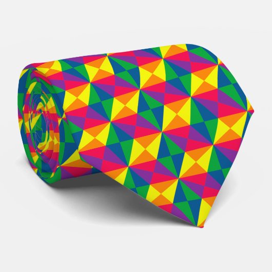 Lebendiges mehrfarbiges geometrisches Muster Krawatte (Gerollt)