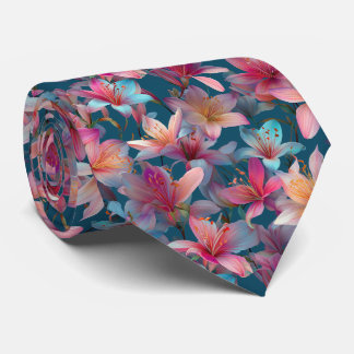 Lebendiges mehrfarbiges Lilien-Blumenmuster Krawatte