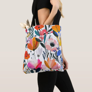 Lebendiges modernes Blumenmuster Farbiges Botanisc Tasche