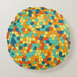 Lebendiges Mosaikmuster Rundes Kissen