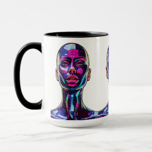 Lebendiges Mosaikporträt einer modernen Frau Tasse