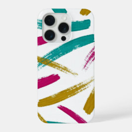 Lebendiges Muster mit Teal, Magenta und Senfgelb iPhone 15 Pro Hülle