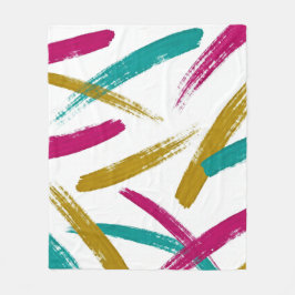 Lebendiges Muster mit Teal-, Magenta- und Senfstic Fleecedecke