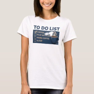 Lebendiges Navy COFFEE SPIEL MIT DER KATZE Trend-T T-Shirt