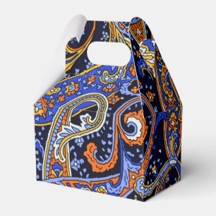 Lebendiges Navy- und Orange-boheme-Paisleymuster Geschenkschachtel