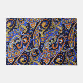 Lebendiges Navy- und Orange- Boho-Paisleymuster Fußmatte (Vorderseite)