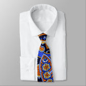 Lebendiges Navy- und Orange- Boho-Paisleymuster Krawatte (Gebunden)