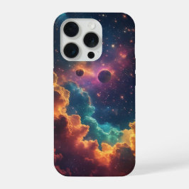 Lebendiges Nebelgalaxiedesign iPhone 15 Pro Hülle