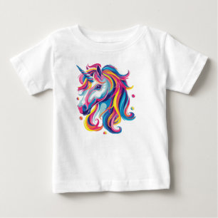 Lebendiges Neon-Einhorn-Kopf-T-Shirt Fantasy Reg Baby T-shirt
