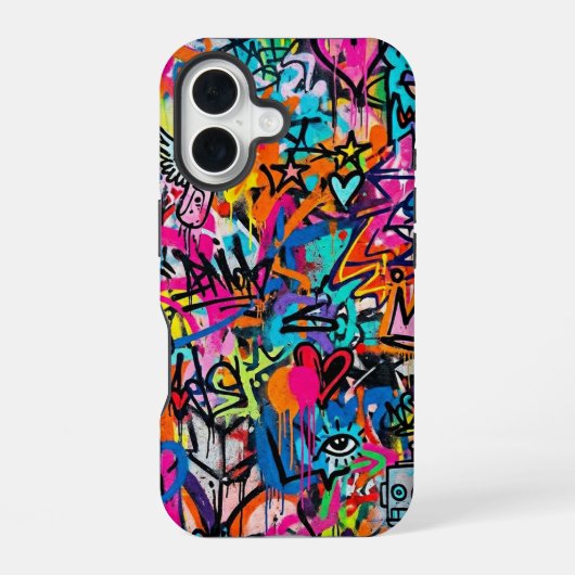 Lebendiges Neon-Graffiti-Muster iPhone 16 Hülle (Rückseite)