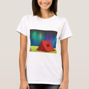 Lebendiges Nordlichter-Campingzelt Nacht T-Shirt