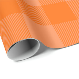 Lebendiges Orange & Blassorange Herbst-Büffel-Karo Geschenkpapier