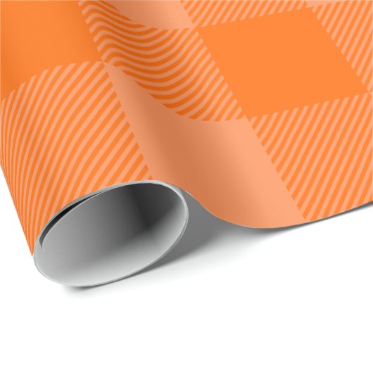 Lebendiges Orange & Blassorange Herbst-Büffel-Karo Geschenkpapier (Rolleneckpunkt)