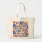 Lebendiges orange-blaues abstraktes Blumenmuster Jumbo Stoffbeutel (Vorne)