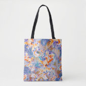 Lebendiges orange-blaues abstraktes Blumenmuster Tasche (Vorderseite)