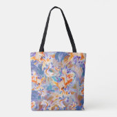Lebendiges orange-blaues abstraktes Blumenmuster Tasche (Rückseite)