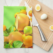 Lebendiges Orange Grün Stillleben Design Geschirrtuch (Viertel Falte)