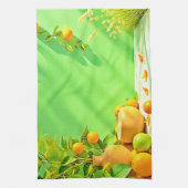 Lebendiges Orange Grün Stillleben Design Geschirrtuch (Vertikal)